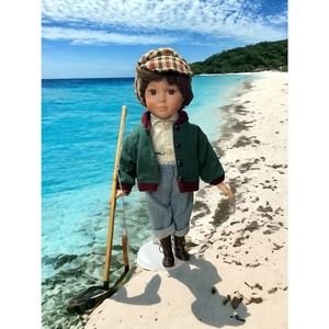 Limited Edition Collectible Memories 16" Genuine Porcelain Travis Boy Fisherman